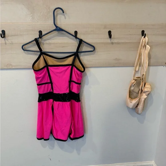 A Wish Come True tap jazz dance costume, Do It Like That, pink black tunic - Picture 6 of 7